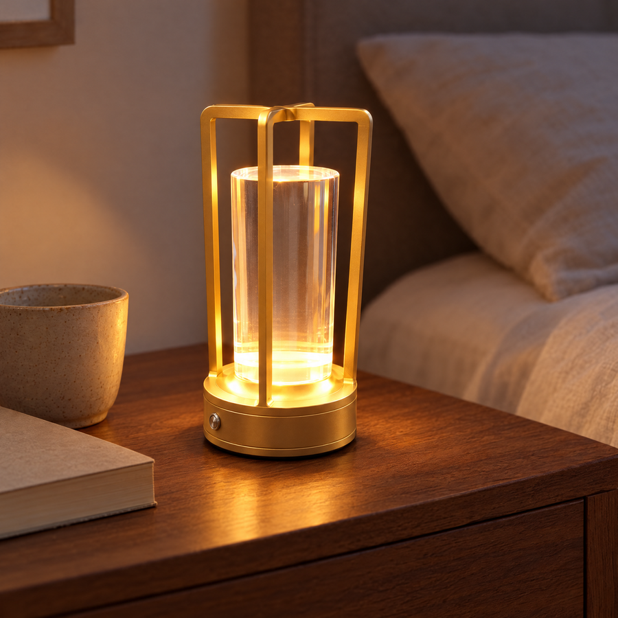 Illustration: On a bedside table, next to a mug and a book.