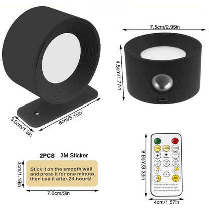 Nook lamp, remote and adhesive pad dimensions