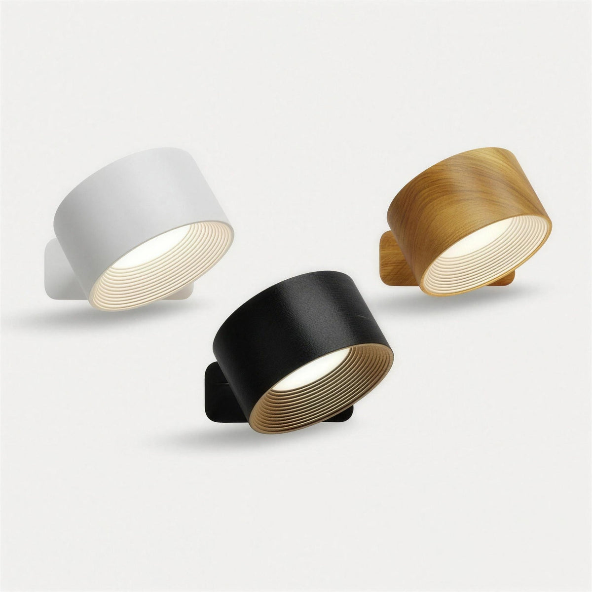 Nook cordless wall lamp in white, black and wood
