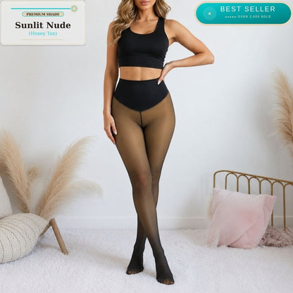Sheer Illusion Fleece Tights