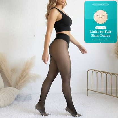 Sheer Illusion Fleece Tights