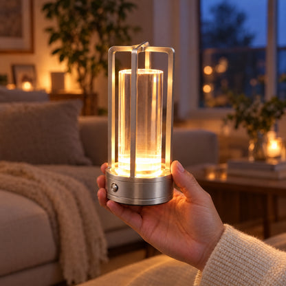 Silver Nook Glow Lantern held in one hand