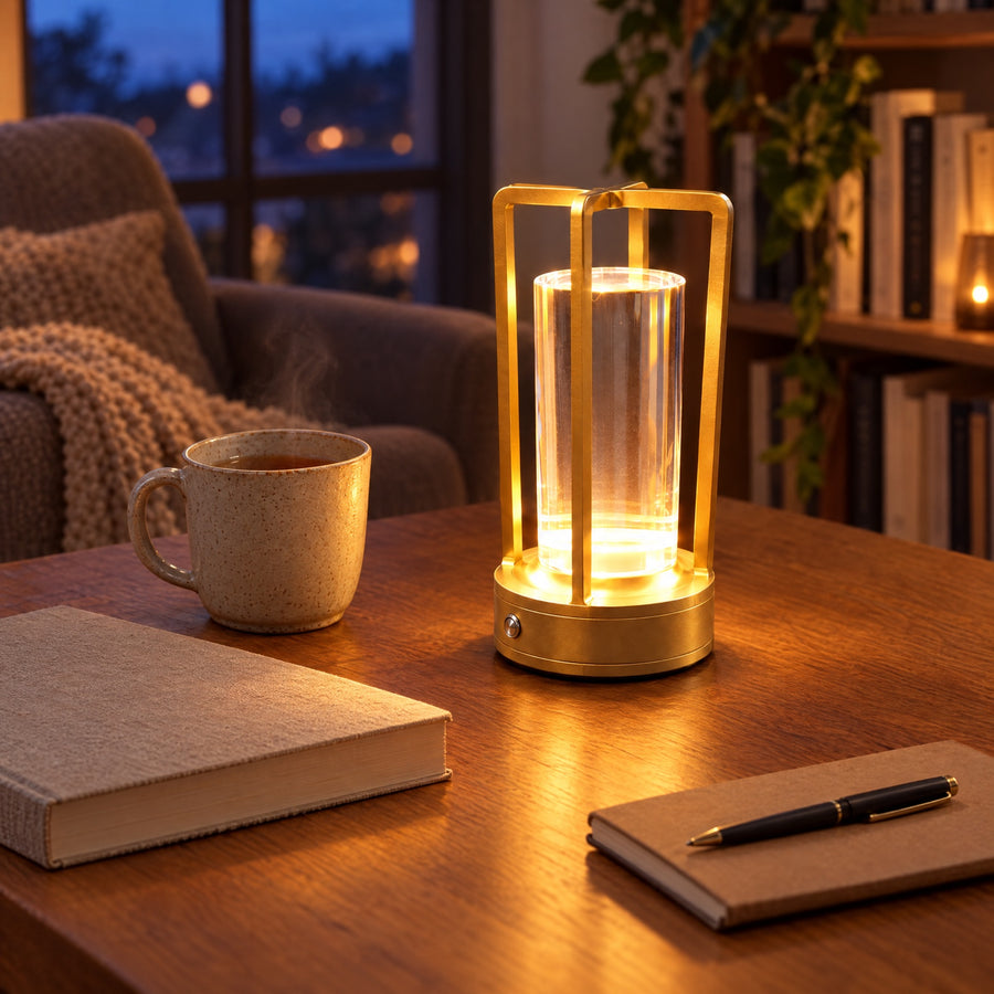 Illustration: In a reading corner, next to a book and a mug of tea.