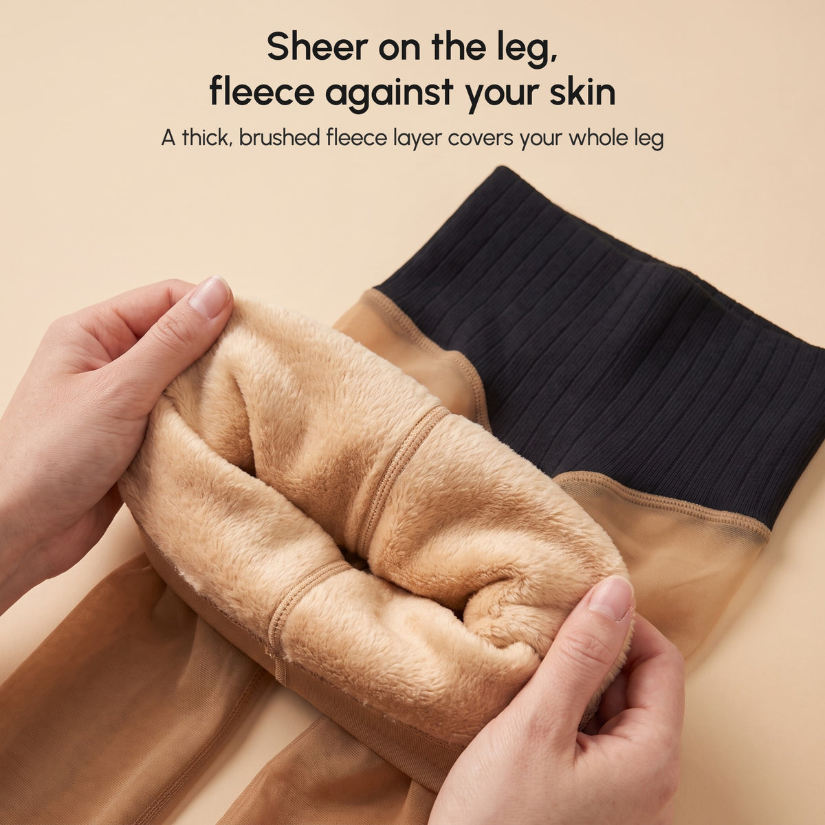 Close-up of the thick brushed fleece lining
