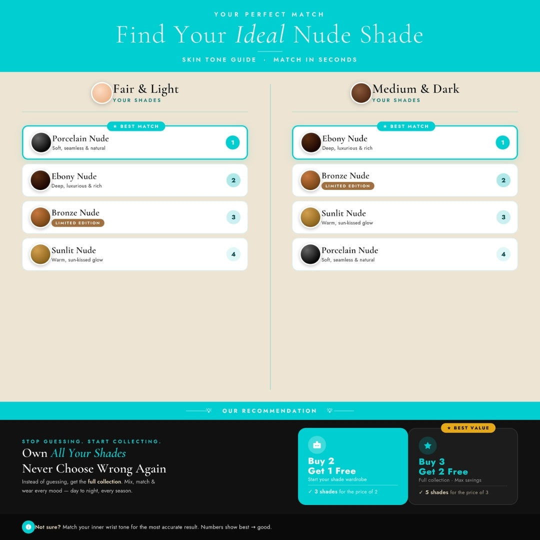 Find your ideal nude shade: shade guide for the 4 shades